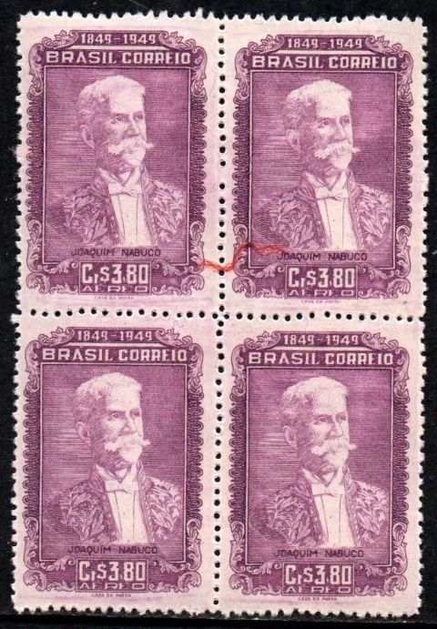 Brasil A 074 Joaquim Nabuco Quadra Variedade Fios de seda NNN