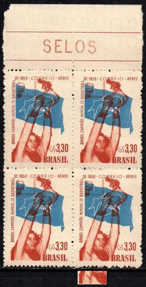 Brasil A 087 C Campeonato de Basquete Variedade Traço debaixo do braço Quadra NNN (a)