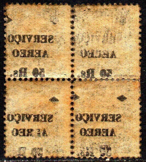 Brasil Aéreos A1 Hermes Variedade Decalque no Verso Quadra com reforço NN