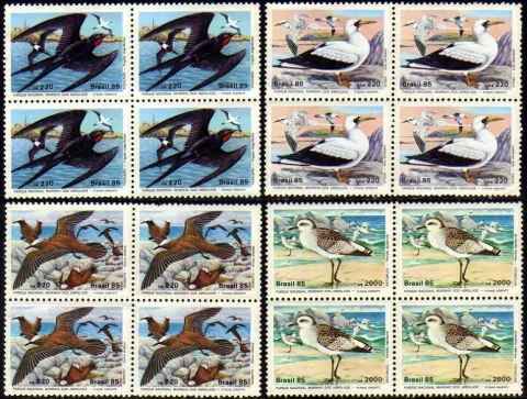 Brasil C 1461/64 Preservação Fauna Pássaros Quadras NNN