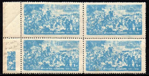 Brasil C 243 A Batalha de Guararapes Variedade T em Cruz (Veja detalhe) Quadra NNN (a)