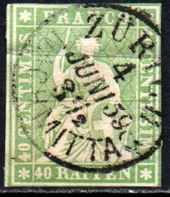 08857 Suiça 30a Helvetia Fio De Seda U