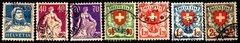 08986 Suiça 205a/211a Helvetia Brasões Papel Gaufré U