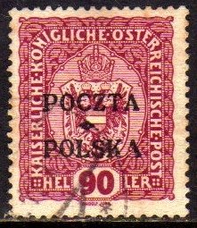 11851 Polônia 88 Selo Da Áustria C/sobrecarga Cracóvia U