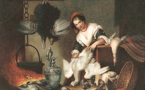 16743 Cartão Postal Antigo Pintura La Cuciniera Capucchino Bernardo Strozzi