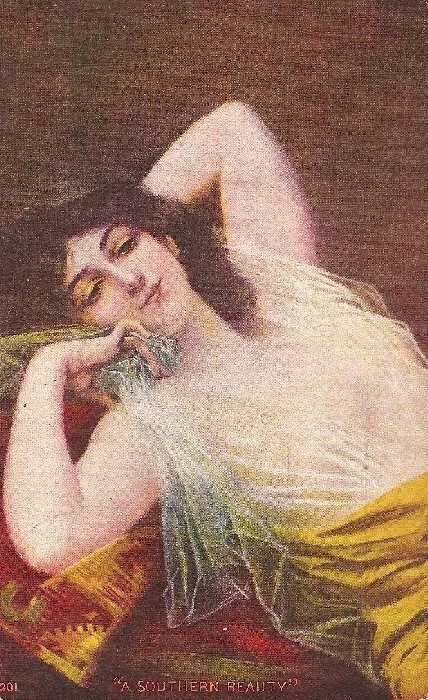 16869 Cartão Postal Antigo Pintura Mulhe A southern Beauty