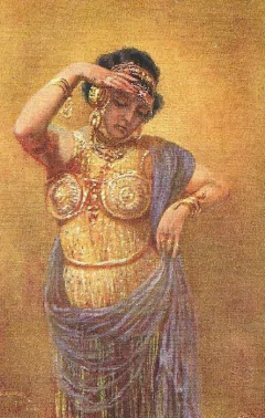 16881 Cartão Postal Antigo Pintura Mulher Bajadery