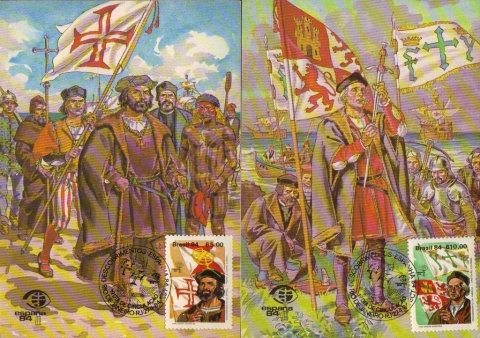 Brasil Máximo Postal 092 / 093 Descobrimentos Cabral e Colombo 1984