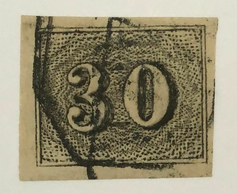 Brasil Nº 13 Numeral vertical 30 réis carimbo GRAMPARA U.