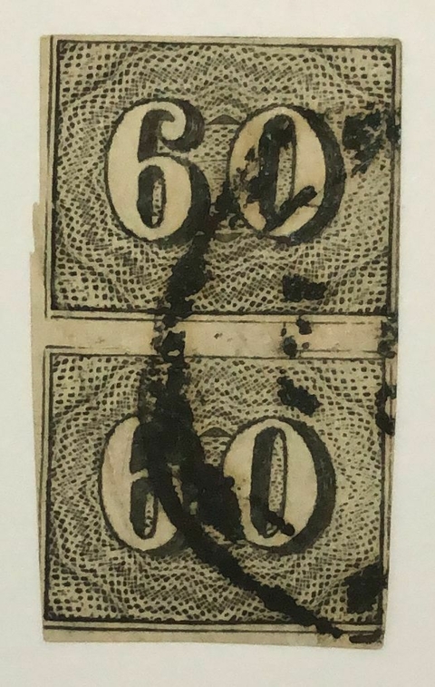 Brasil Nº 14 Numeral vertical 60 reís par vertical U.
