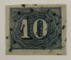 Brasil Nº 19 Numeral 10 réis azul com certificado U.
