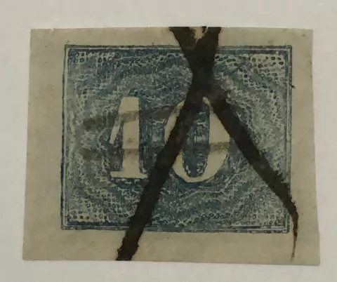 Brasil Nº 19 Numeral 10 réis azul com certificado U.