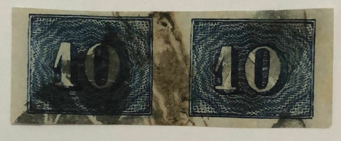 Brasil Nº 19a2 Numeral 10 réis azul aço Par U.