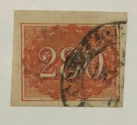 Brasil Nº 21 Numeral 280 réis vermelho com certificado U.