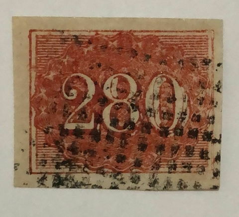 Brasil Nº 21 Numeral 280 réis vermelho com certificado U.