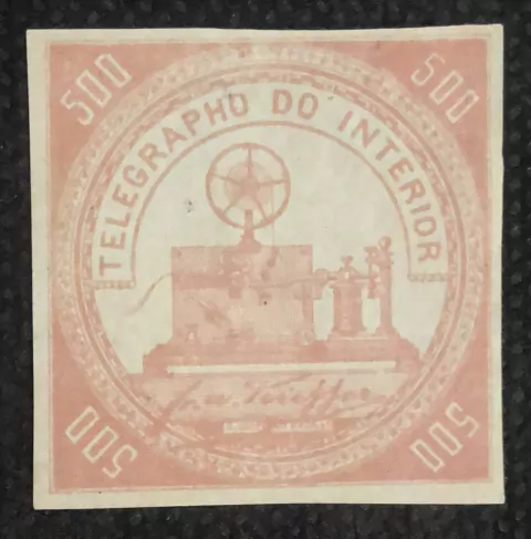 Brasil telegrafo T-05 500 réis carmim rosado NN