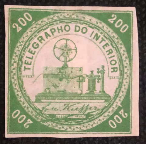 Brasil Telégrafos T-08 200 réis verde NN