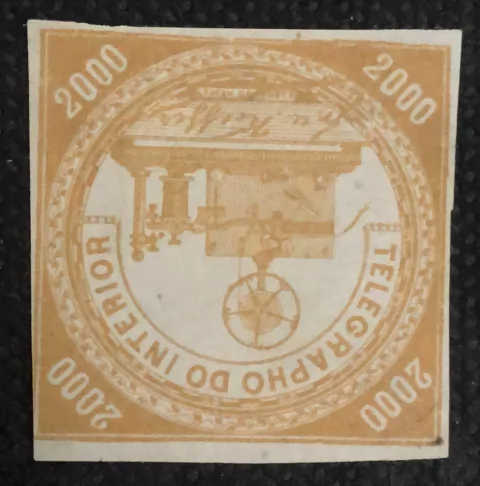 Brasil Telegrafo T-11 2000 réis bistre com certificado NN