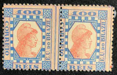 Brasil (79a) Tintureiro ultramar e vermelho par NN