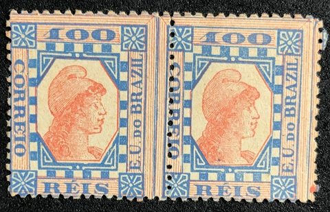 Brasil (79a) Tintureiro ultramar e vermelho par NN