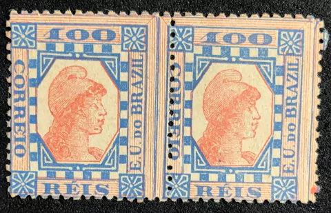 Brasil (79a) Tintureiro ultramar e vermelho par NN