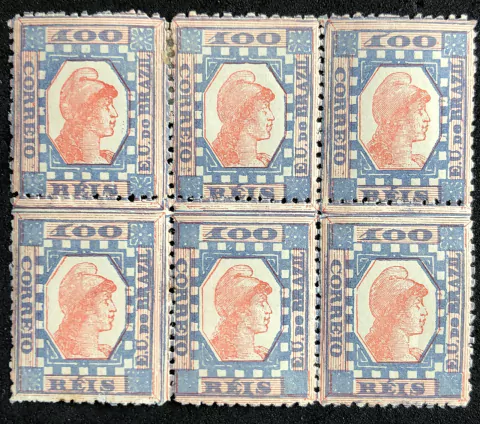 Brasil (79a) Tintureiro ultramar e vermelho sextilha N