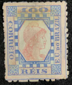 Brasil (79N) Tintureiro 100 réis com variedade com quadro no verso NN - comprar online