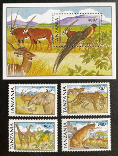 10485 Tanzania série 672/75 + Bloco 127 Fauna NN - comprar online
