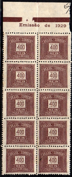Brasil Taxas 63 Cifra Horizontal Bloco de 10 selos NNN