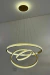 Lustre Pendente de Led Glamour Dourado 3 Anéis