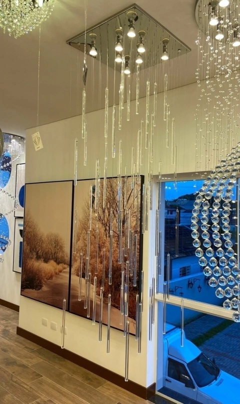 L135 Lustre de Cristal Tubos 50x50cm