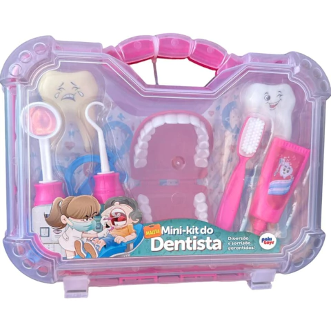 Brinquedo Infantil Maleta Grande Dentista Com Boca cor ROSA