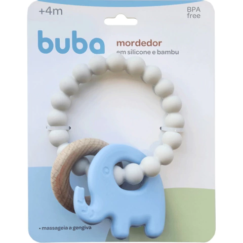 MORDEDOR EM SILICONE E BAMBU AZUL