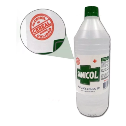 Alcohol de cereal Extra Neutro al 96% x 1000ml Apto Gastronomía Sanicol