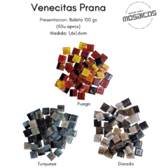 Venecitas Vidrio 1,6 x 1,6 cm x 100 gs- Prana Dorada - 3 mm de Espesor - comprar online