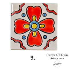 Tocetos Flores Artesanales 10 x 10 - Azulejos cuerda seca - tienda online