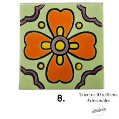 Imagen de Tocetos Flores Artesanales 10 x 10 - Azulejos cuerda seca