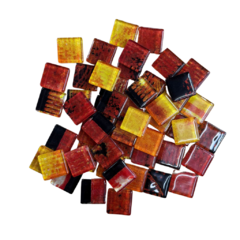 Venecitas Vidrio 1,6 x 1,6 cm x 100 gs- Prana Fuego - 3 mm de Espesor