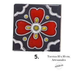 Tocetos Flores Artesanales 10 x 10 - Azulejos cuerda seca en internet