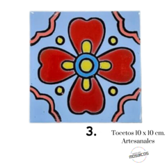 Tocetos Flores Artesanales 10 x 10 - Azulejos cuerda seca - comprar online