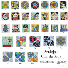 Azulejos Cuerda Seca 15 x 15 cm. Artesanales - comprar online