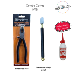 Combo Cortes Nº13: Pinza Pico Pato + Cortante Vidrio Metal Negro
