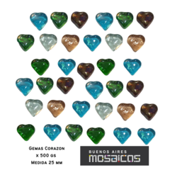 Corazones De Vidrio Traslucidos 25 Mm X 500gs - Gemas - - comprar online