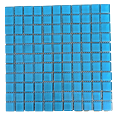 Venecitas Crystal Blanco Celeste 2,5 x 2,5 cm. Planchas de 30 x 30 cm. CM33
