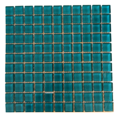 Venecitas Crystal Turquesa Vidrio 2,5 x 2,5 cm. Planchas de 30 x 30 cm. CM48