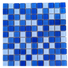 Venecitas Crystal Mix Celestes Vidrio 2,5 x 2,5 cm. Planchas de 30 x 30 cm. CM350