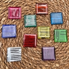 Vitro Color con Serigrafia. Cuadrados 28 x 28 mm x 10 unidades.
