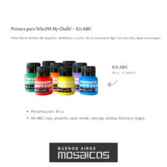 Pintura para Tela Oh My Chalk! Kit ABC 8 potes x 40 cc. en internet