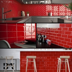 Subway Biselado Rojo 10x20 -Calidad 2da-