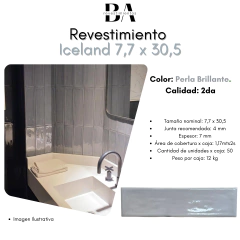 Revestimiento Iceland Perla Brillante x Caja 1,17 mts2 - Calidad 2da Comercial -